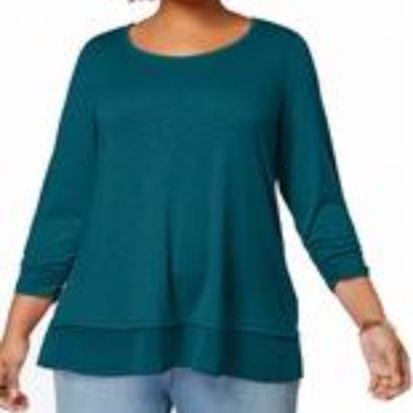 Style & Co. Tops - Women's Top Emerald Plus Knit Chiffon-Trim